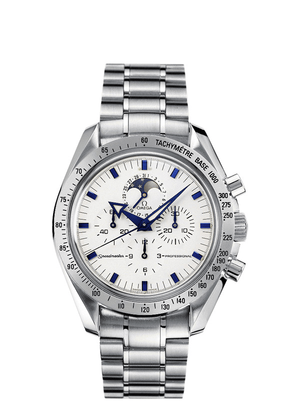 Omega 3575.20.00 : Speedmaster Professional  Broad Arrow Moonphase Stainless Steel / Ivory / Bracelet