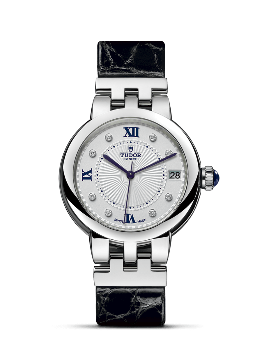 Tudor 35800-0006 : Clair de Rose 34 Stainless Steel / Silver-Diamond / Alligator
