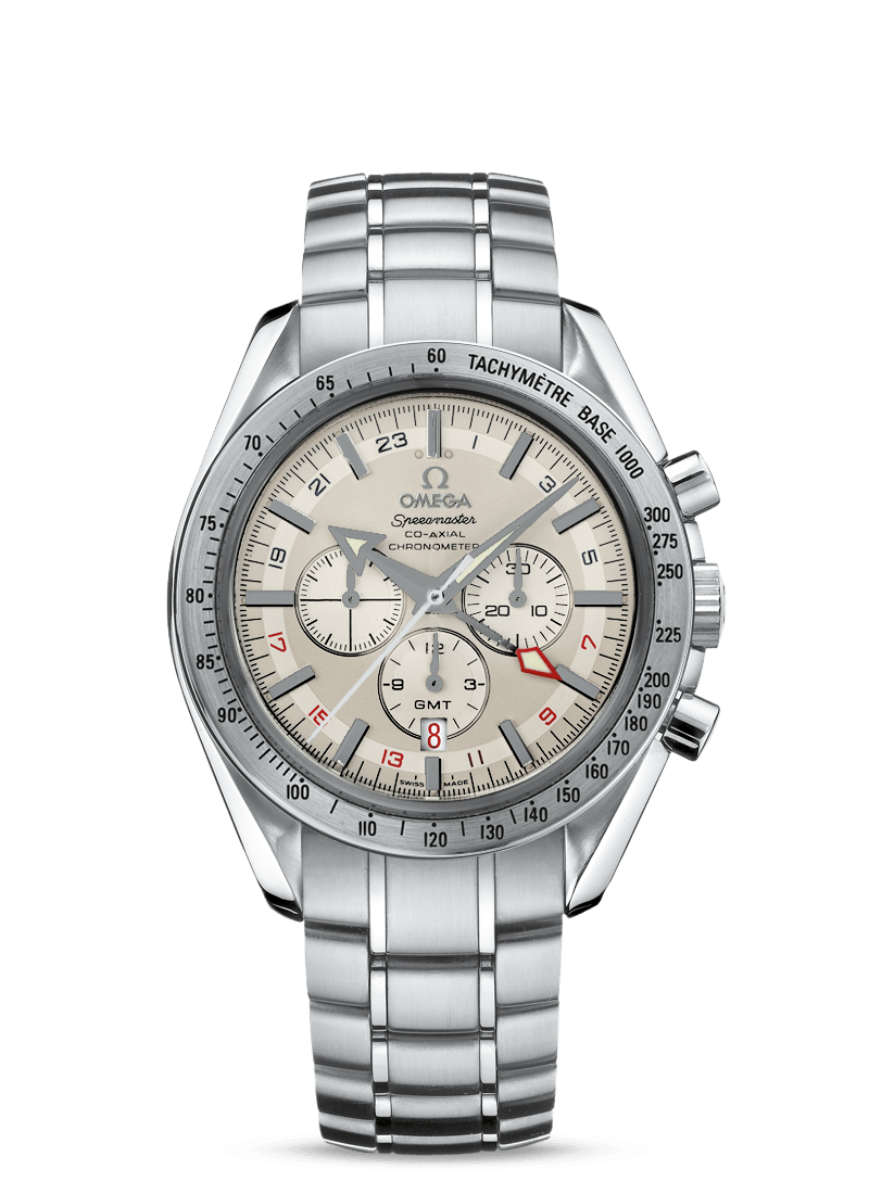 Omega 3581.30.00 : Speedmaster Broad Arrow Co-Axial GMT Stainless Steel / White / Bracelet