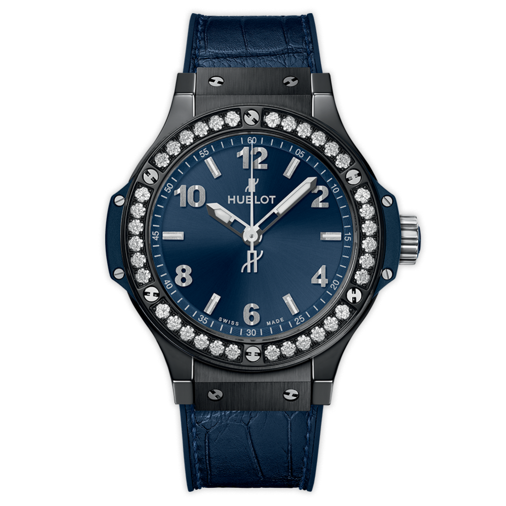Hublot 361.CM.7170.LR.1204 : Big Bang 38 Quartz Ceramic - Diamond / Blue / Alligator