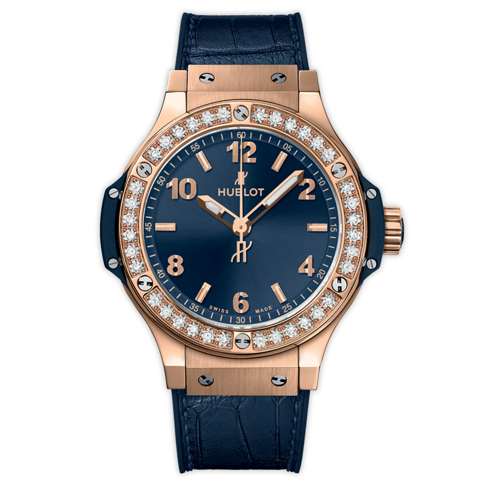 Hublot 361.PX.7180.LR.1204 : Big Bang 38 Quartz Red Gold - Diamond / Blue / Alligator