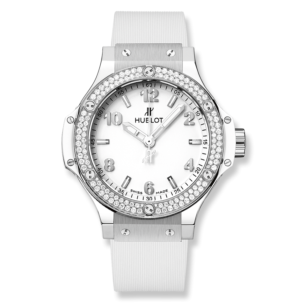 Hublot 361.SE.2010.RW.1104 : Big Bang 38 Quartz Stainless Steel -  Diamond / White / Rubber