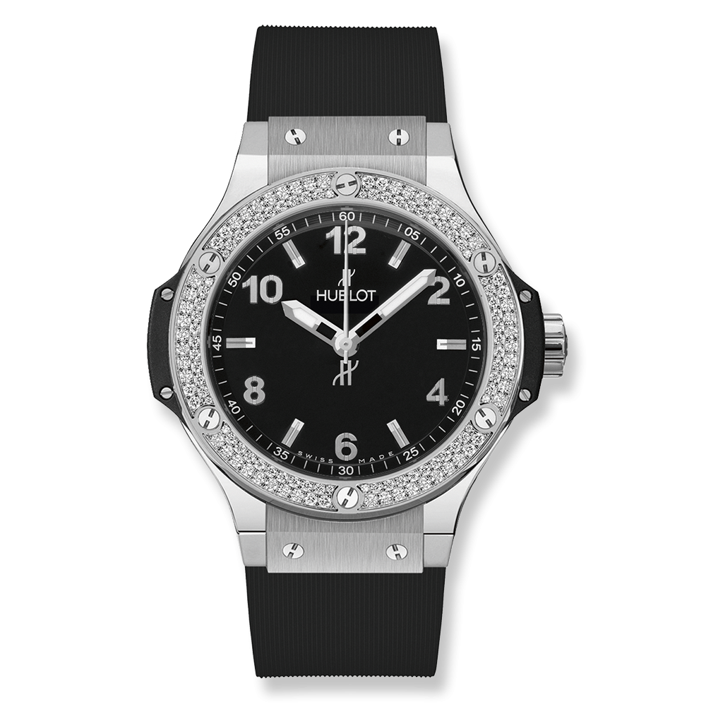 Hublot 361.SX.1270.RX.1104 : Big Bang 38 Quartz Stainless Steel - Diamond / Black / Rubber