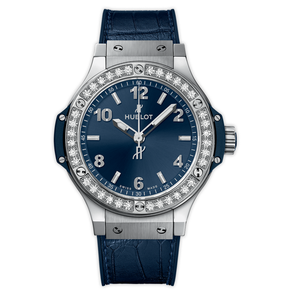 Hublot 361.SX.7170.LR.1204 : Big Bang 38 Quartz Stainless Steel - Diamond / Blue / Rubber