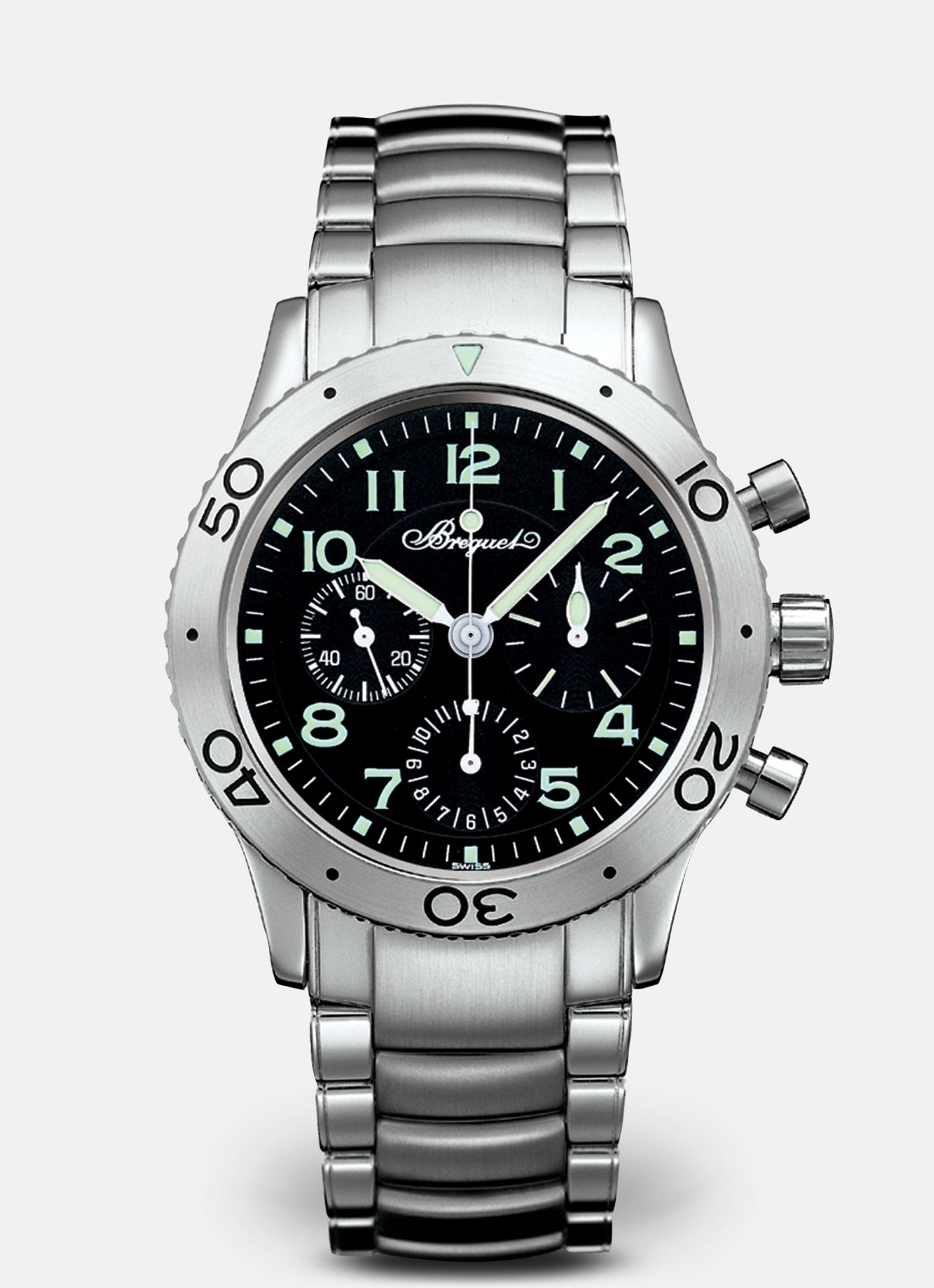 Breguet 3800ST/92/SW9 : Type XX Stainless Steel / Black / Bracelet