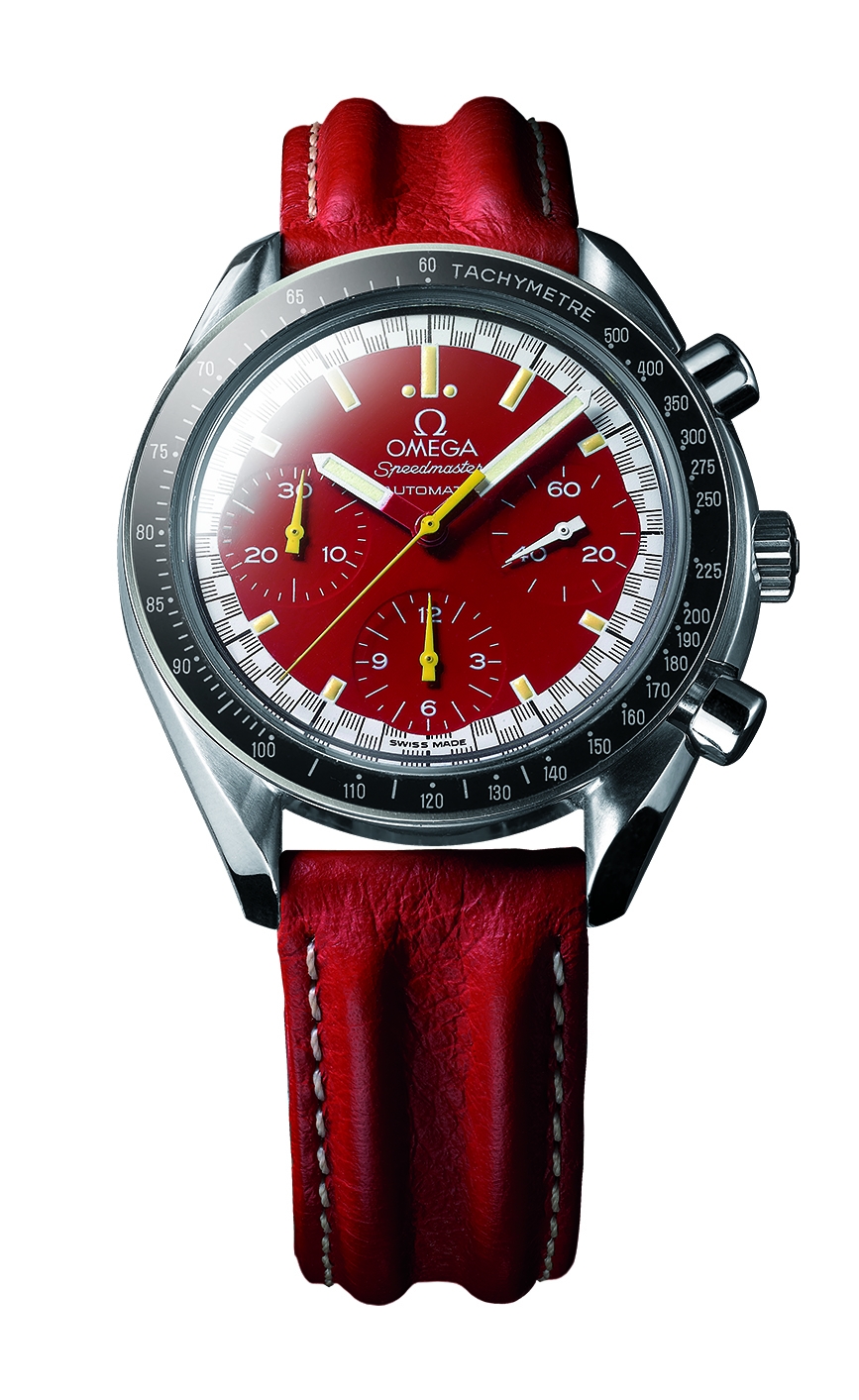 Omega 3810.61.41 : Speedmaster Reduced Stainless Steel / Red / Strap / Schumacher