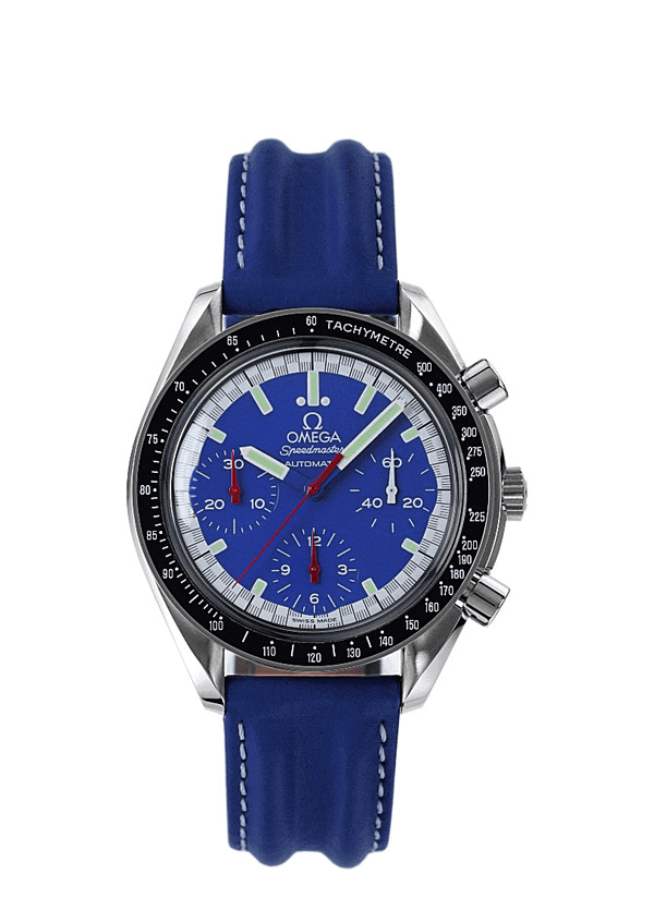Omega 3810.81.08 : Speedmaster Reduced Stainless Steel / Blue / Strap / Schumacher