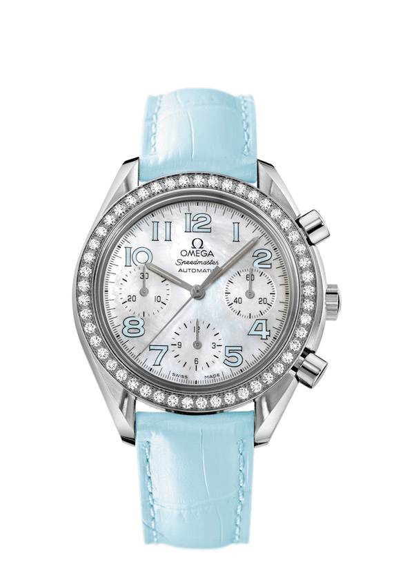 Omega 3835.71.33 : Speedmaster Reduced Ladies Stainless Steel / Diamond / MOP / Blue