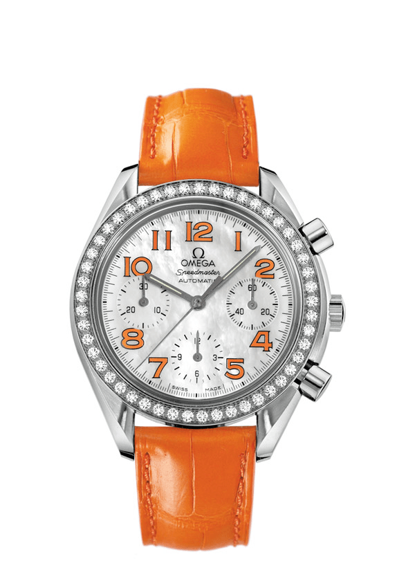 Omega 3835.78.38 : Speedmaster Reduced Ladies Stainless Steel / Diamond / MOP / Orange