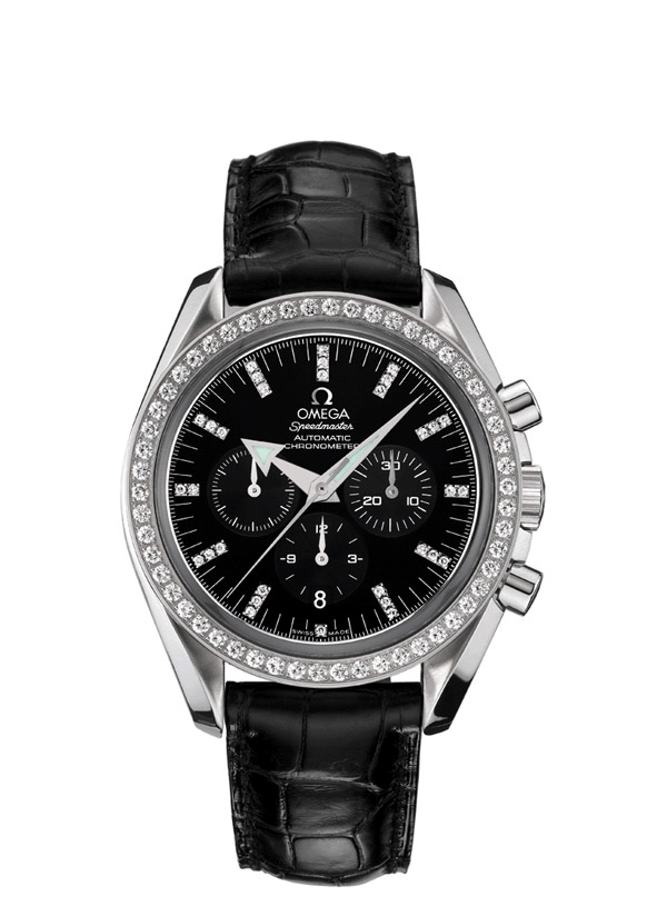 Omega 3855.55.11 : Speedmaster Broad Arrow Stainless Steel / Diamond / Black