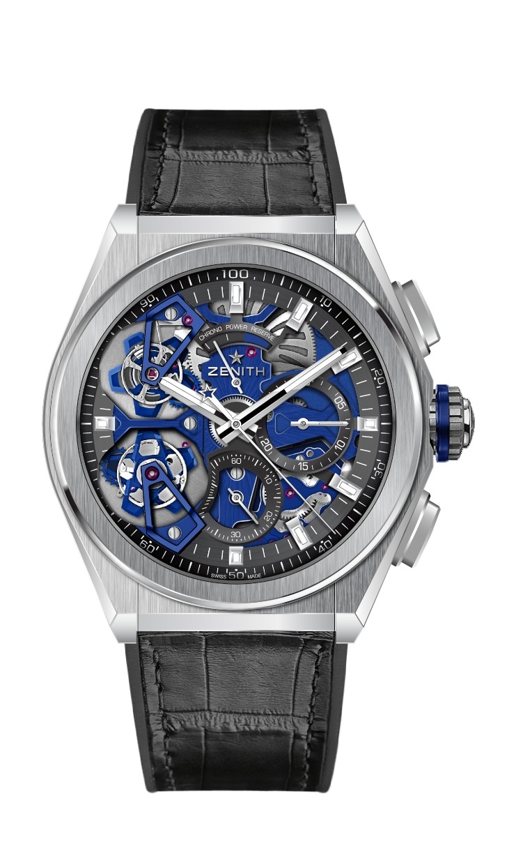 Zenith 40.9000.9020/78.R582 : Defy Double Tourbillon Platinum / Skeleton / Alligator