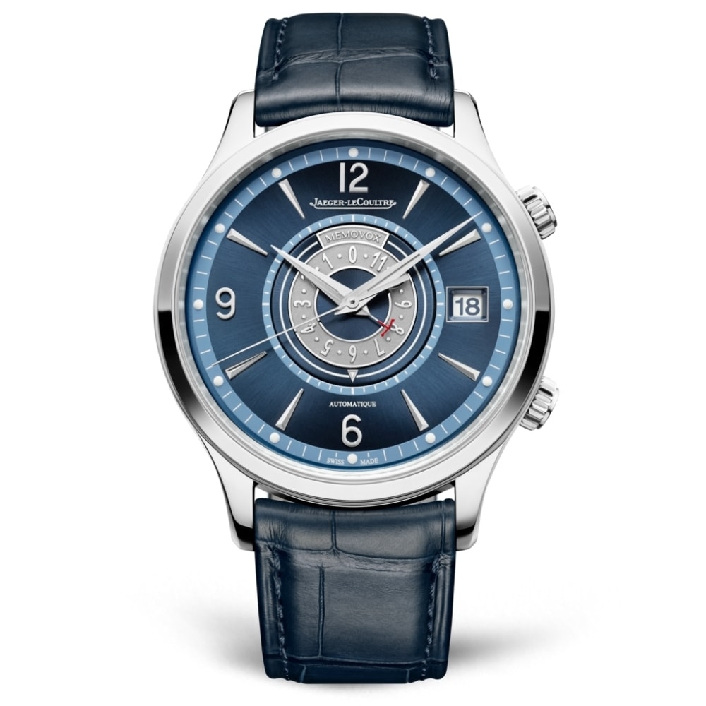 Jaeger-LeCoultre 410848J : Master Control Memovox Timer Stainless Steel / Blue / Alligator