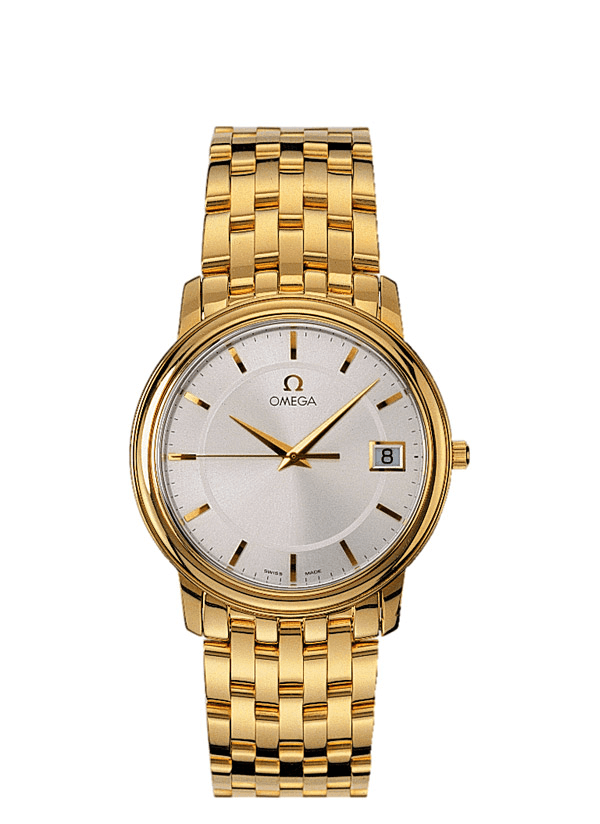 Omega 4110.31.00 : De Ville Prestige Quartz 34.4 Yellow Gold / Silver / Bracelet