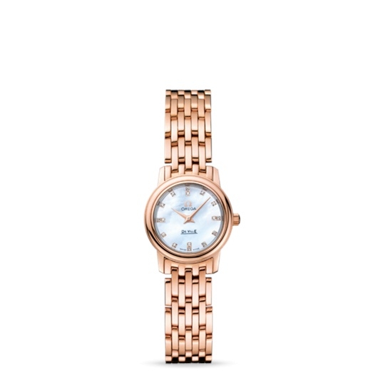 Omega 4116.75.00 : De Ville Prestige Quartz 22 Red Gold / MOP Diamond / Bracelet