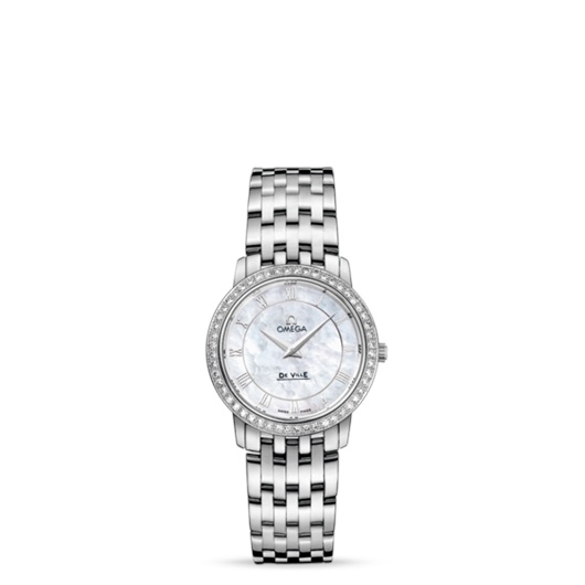 Omega 413.15.27.60.05.001 : De Ville Prestige Quartz 27 Stainless Steel / Diamond / MOP / Bracelet