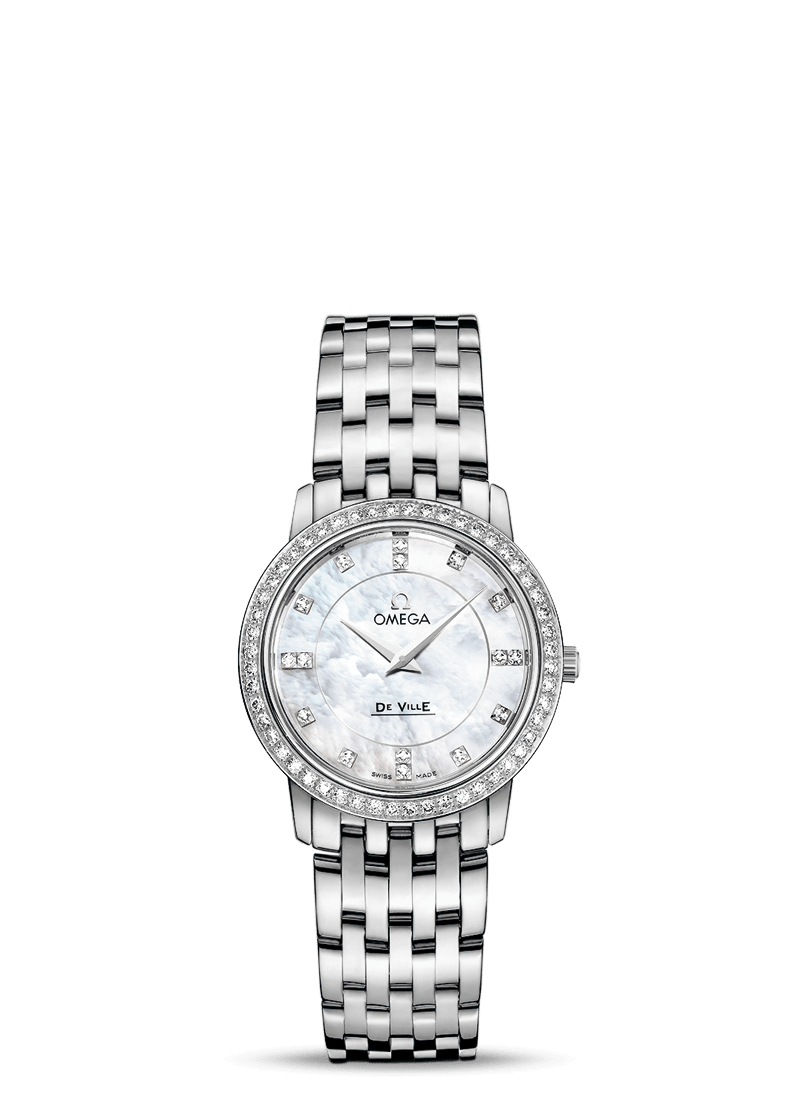 Omega 413.15.27.60.55.001 : De Ville Prestige Quartz 27.4 Stainless Steel / MOP / Bracelet / Diamond