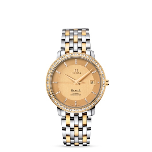 Omega 413.25.37.20.58.001 : De Ville Prestige Co-Axial 36.5 Stainless Steel / Yellow Gold / Diamond / Bracelet