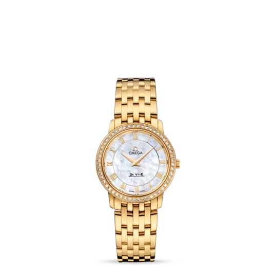 Omega 413.55.27.60.05.001 : De Ville Prestige Quartz 27 Yellow Gold / Diamond / MOP / Bracelet