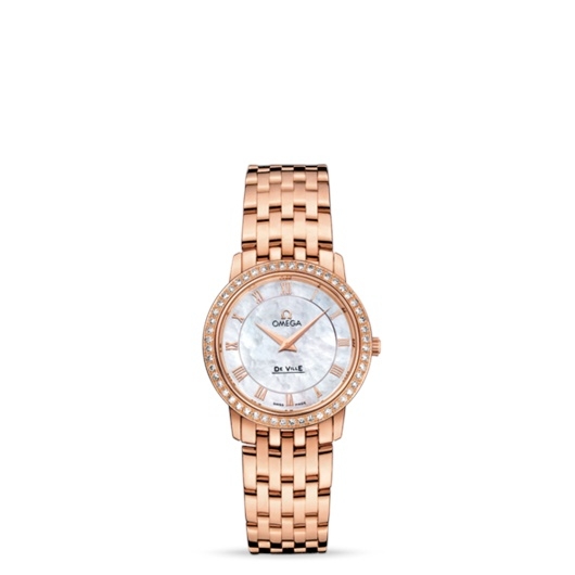 Omega 413.55.27.60.05.002 : De Ville Prestige Quartz 27 Red Gold / Diamond / MOP / Bracelet