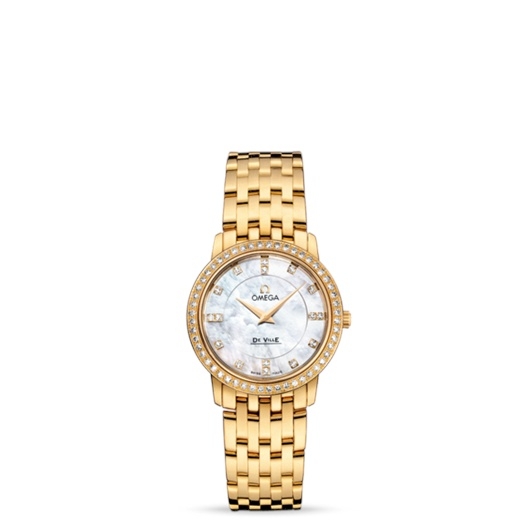 Omega 413.55.27.60.55.001 : De Ville Prestige Quartz 27 Yellow Gold Diamond / MOP Diamond / Bracelet