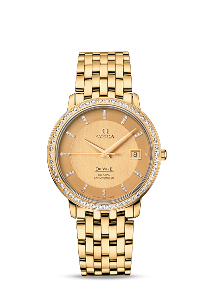 Omega 413.55.37.20.58.001 : De Ville Prestige Co-Axial 36.5 Yellow Gold / Diamond / Bracelet
