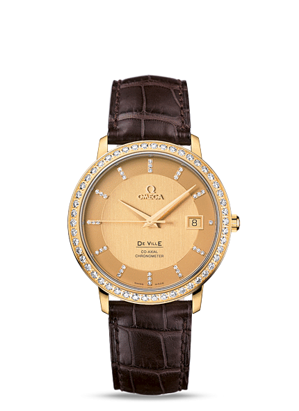Omega 413.58.37.20.58.001 : De Ville Prestige Co-Axial 36.5 Yellow Gold / Diamond
