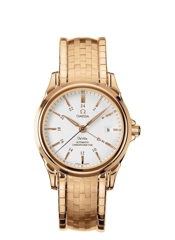 Omega 4133.30.00 : De Ville Co-Axial 38.7 GMT Yellow Gold / Silver / Bracelet