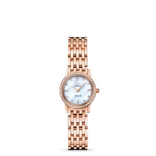 Omega 4135.75.00 : De Ville Prestige Quartz 22 Red Gold Diamond / MOP Diamond / Bracelet