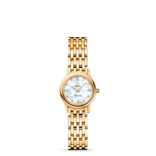 Omega 4170.76.00 : De Ville  Prestige Quartz 22 Yellow Gold / MOP Diamond / Bracelet