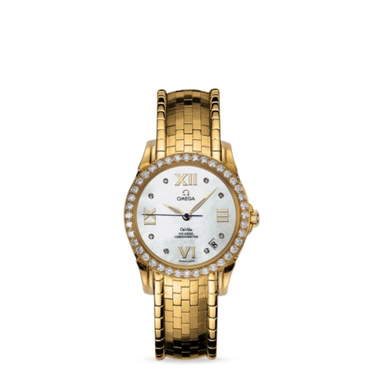 Omega 4186.75.00 : De Ville Co-Axial 32.5 Yellow Gold Diamond / MOP / Bracelet