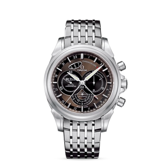 Omega 422.10.44.52.13.001 : De Ville Co-Axial 44 Chronoscope GMT Stainless Steel / Brown / Bracelet