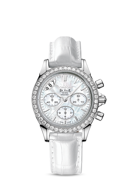 Omega 422.18.35.50.05.002 : De Ville Co-Axial 35 Chronograph Stainless Steel Diamond / MOP / Strap