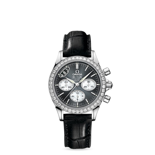 Omega 422.18.35.50.06.001 : De Ville Co-Axial 35 Chronograph Stainless Steel Diamond / Grey / Strap