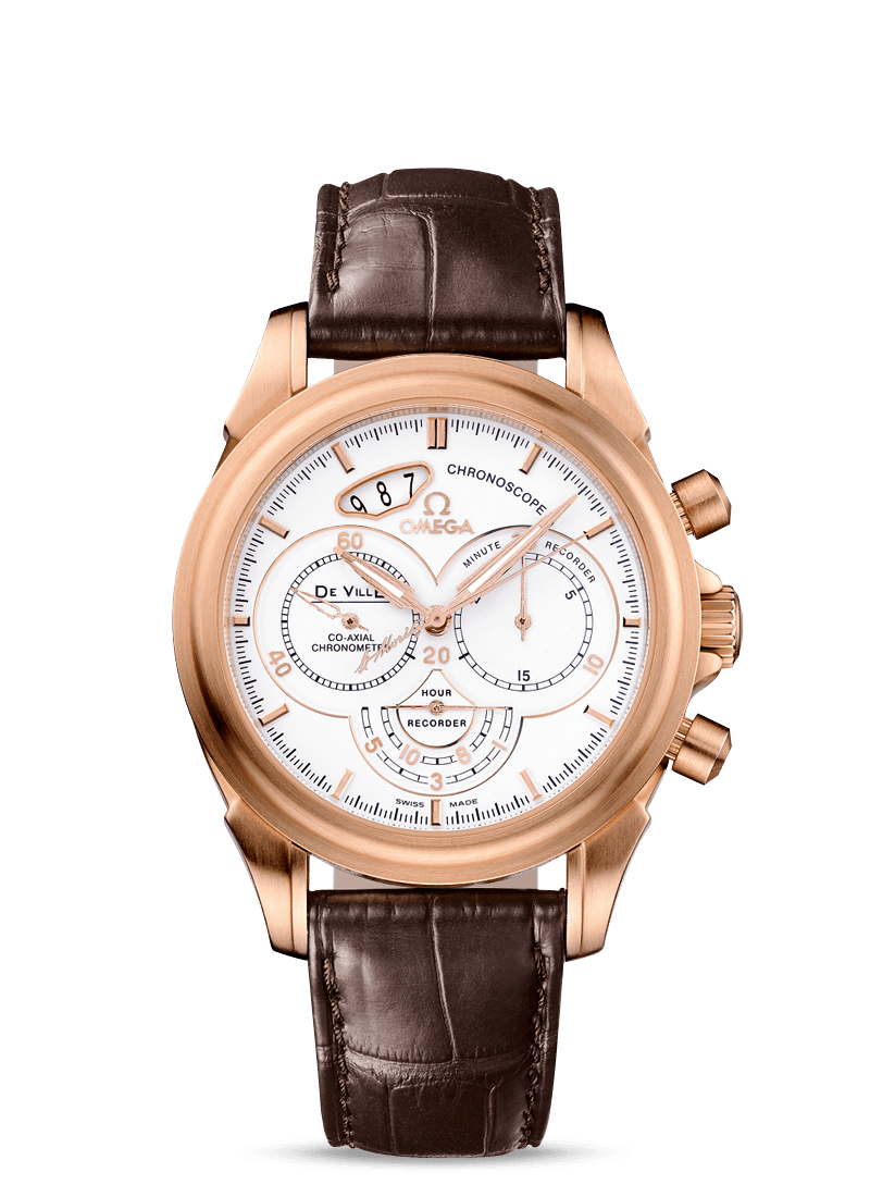Omega 422.53.41.50.04.001 : De Ville Co-Axial 41 Chronoscope Red Gold / White / St Moritz