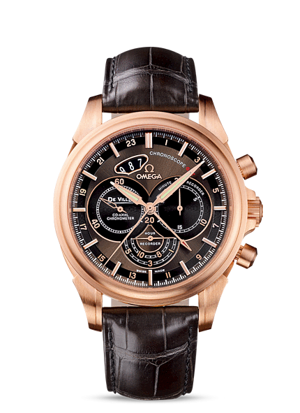 Omega 422.53.44.52.13.001 : De Ville Co-Axial 44 Chronoscope GMT Red Gold / Brown