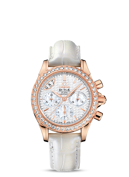 Omega 422.58.35.50.05.001 : De Ville Co-Axial 35 Chronograph Red Gold / Diamond / Silver