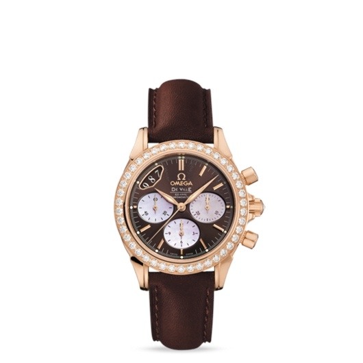 Omega 422.58.35.50.13.001 : De Ville Co-Axial 35 Chronograph Red Gold Diamond / Brown