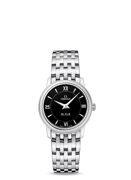 Omega 424.10.27.60.01.001 : De Ville Prestige Quartz 27.4 Stainless Steel / Black / Bracelet