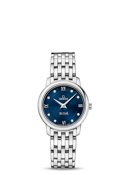 Omega 424.10.27.60.53.001 : De Ville Prestige Quartz 27.4 Stainless Steel / Blue / Bracelet