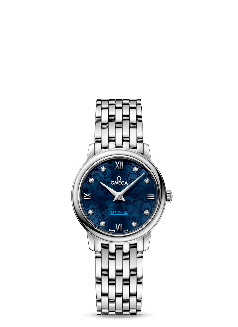 Omega 424.10.27.60.53.003 : De Ville Prestige Quartz 27.4 Stainless Steel / Blue / Bracelet / Orbis