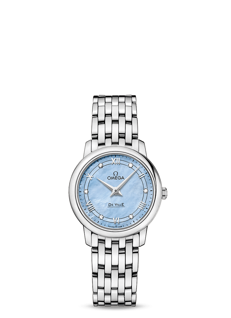 Omega 424.10.27.60.57.001 : De Ville Prestige Quartz 27.4 Stainless Steel / Vintage - Blue MOP / Bracelet