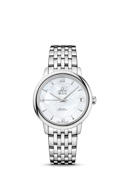 Omega 424.10.33.20.05.001 : De Ville Prestige Co-Axial 32.7 Stainless Steel / MOP / Bracelet