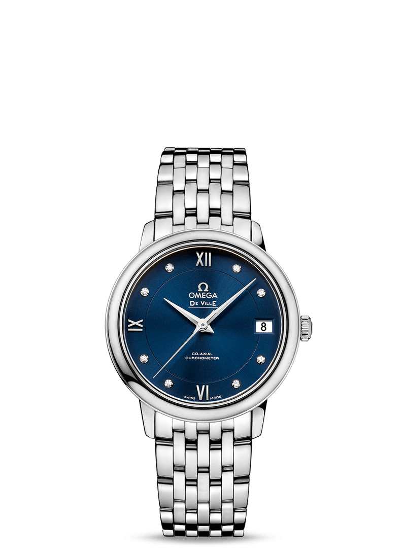 Omega 424.10.33.20.53.001 : De Ville Prestige Co-Axial 32.7 Stainless Steel / Blue / Stainless Steel