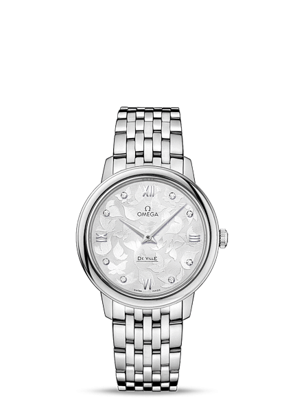 Omega 424.10.33.60.52.001 : De Ville Prestige Quartz 32.7 Butterfly Stainless Steel / Silver / Bracelet