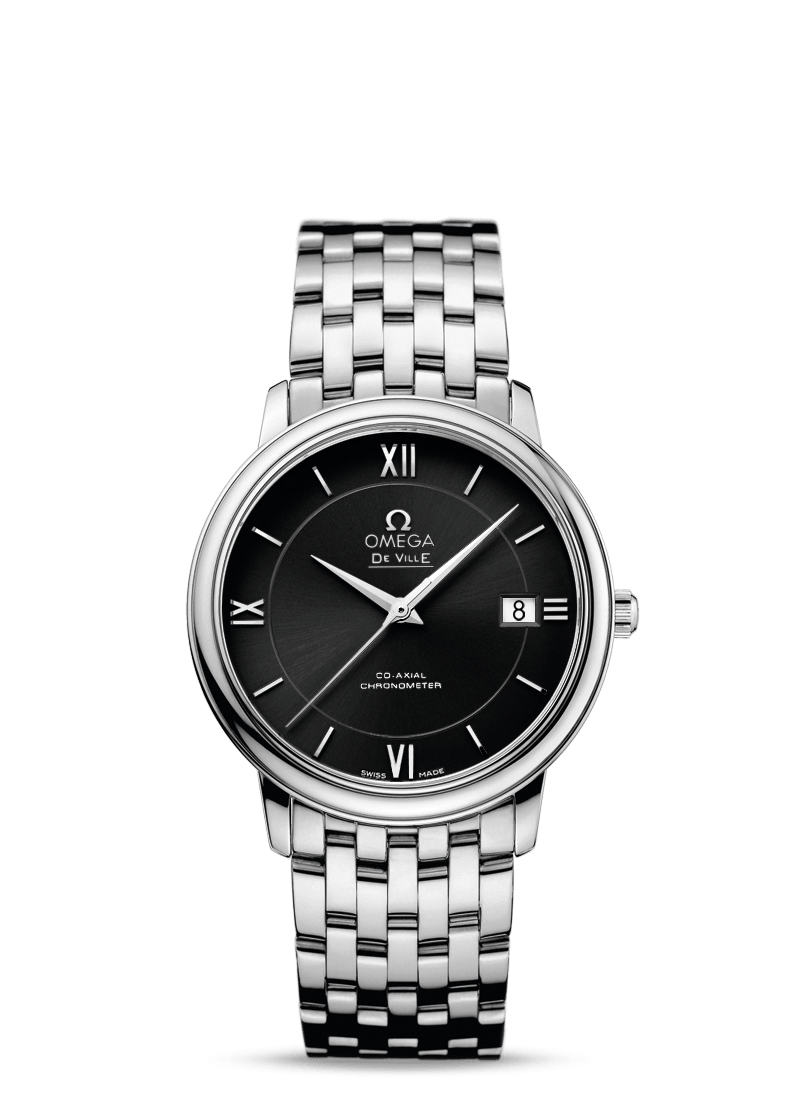 Omega 424.10.37.20.01.001 : De Ville Prestige Co-Axial 36.8 Stainless Steel / Black / Bracelet