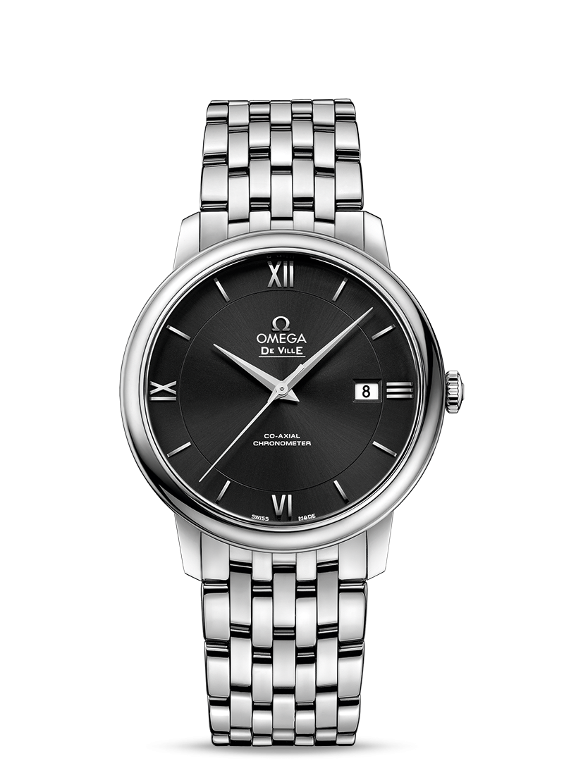 Omega 424.10.40.20.01.001 : De Ville Prestige Co-Axial 39.5 Stainless Steel / Black / Bracelet