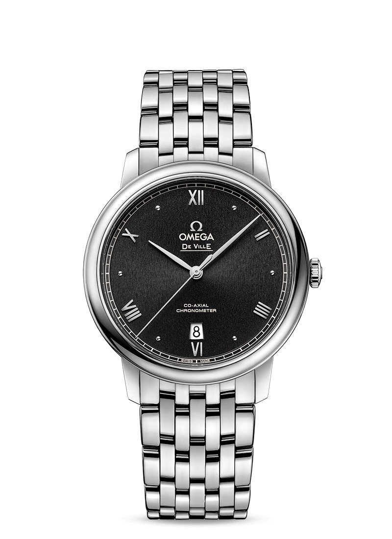 Omega 424.10.40.20.01.003 : De Ville Prestige Co-Axial 39.5 Stainless Steel / Black Sunburst / Bracelet