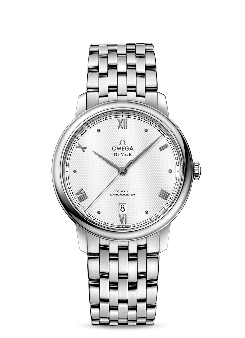 Omega 424.10.40.20.02.006 : De Ville Prestige Co-Axial 39.5 Stainless Steel / Vintage Silver / Bracelet