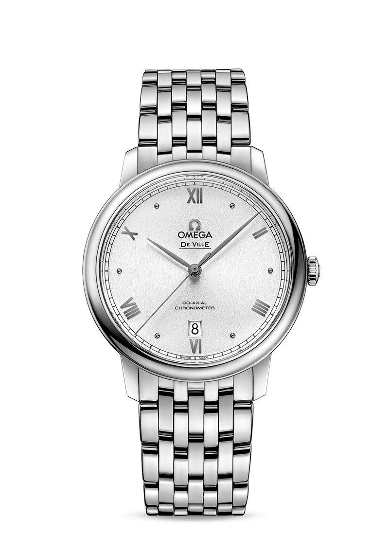 Omega 424.10.40.20.02.007 : De Ville Prestige Co-Axial 39.5 Stainless Steel / Silver Sunburst / Bracelet
