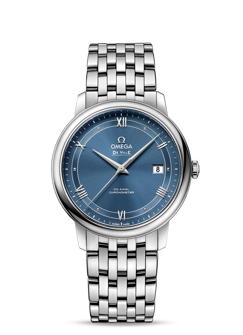 Omega 424.10.40.20.03.002 : De Ville Prestige Co-Axial 39.5 Stainless Steel / Vintage  Blue / Bracelet